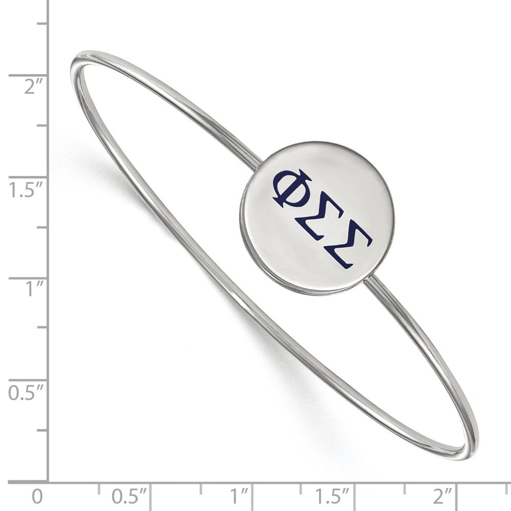 Sterling Silver Rh-plated LogoArt Phi Sigma Sigma Enameled Slip-on Bangle