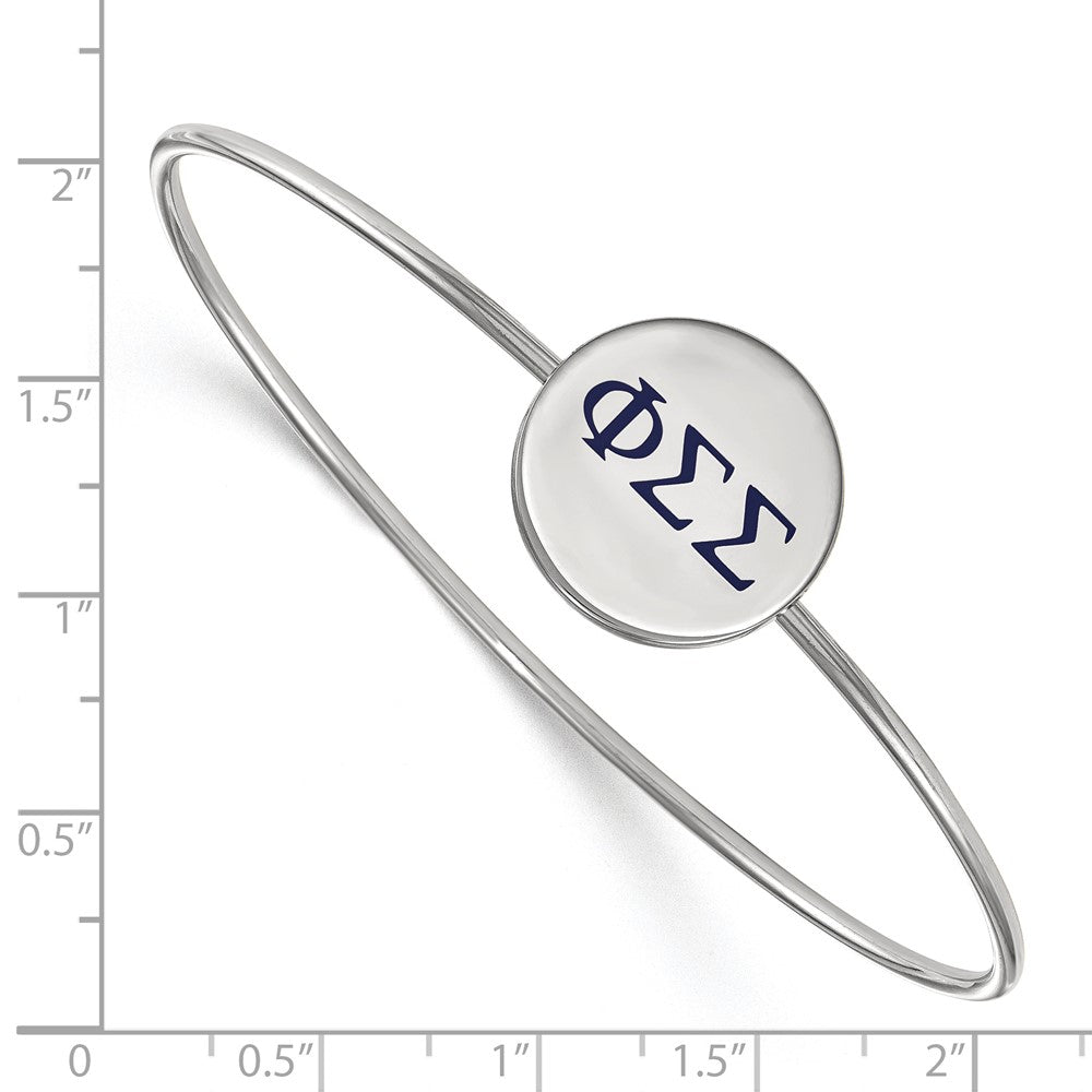 Sterling Silver Rh-plated LogoArt Phi Sigma Sigma Enameled Slip-on Bangle