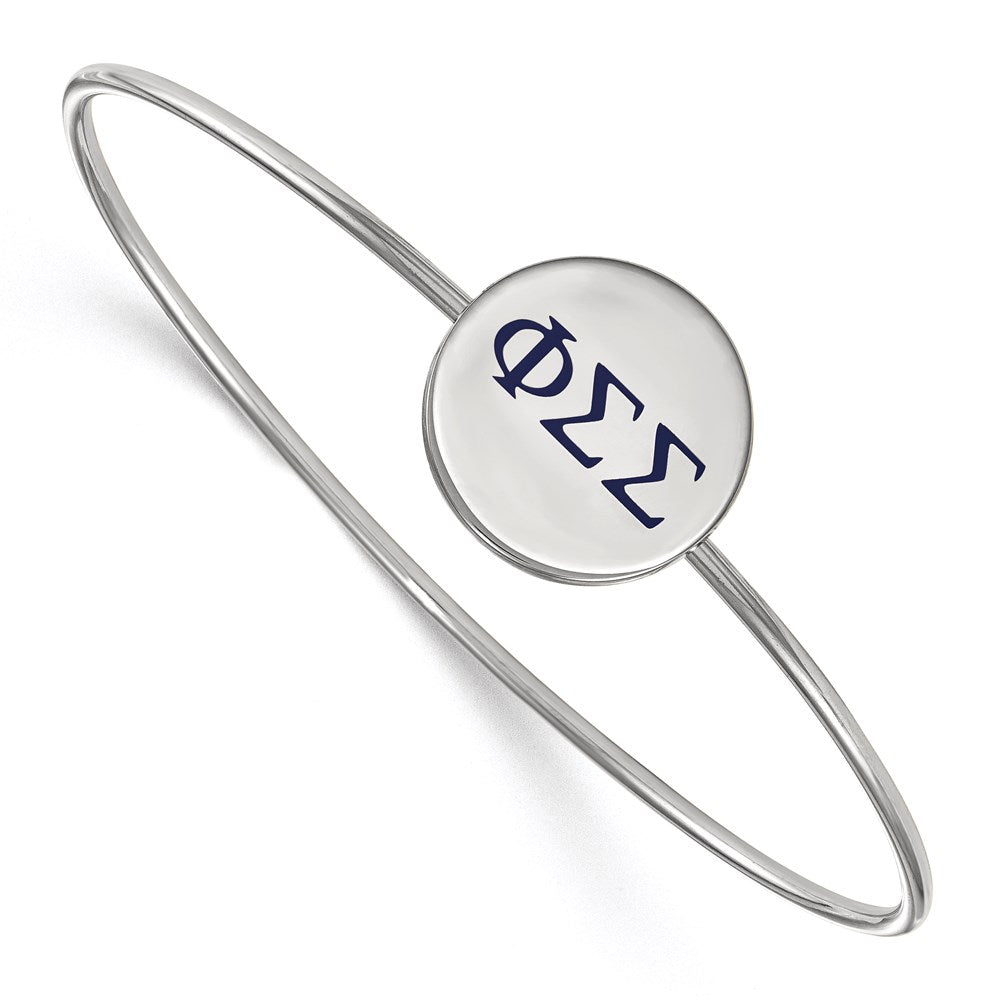 Sterling Silver Rh-plated LogoArt Phi Sigma Sigma Enameled Slip-on Bangle