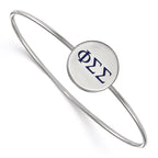 Sterling Silver Rh-plated LogoArt Phi Sigma Sigma Enameled Slip-on Bangle
