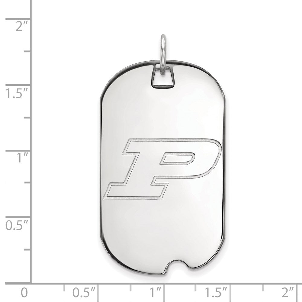 Sterling Silver Rhodium-plated LogoArt Purdue University Letter P Large Dog Tag Pendant
