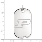 Sterling Silver Rhodium-plated LogoArt Purdue University Letter P Large Dog Tag Pendant
