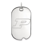 Sterling Silver Rhodium-plated LogoArt Purdue University Letter P Large Dog Tag Pendant