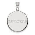 Sterling Silver Rhodium-plated LogoArt Rutgers University Large Disc Pendant