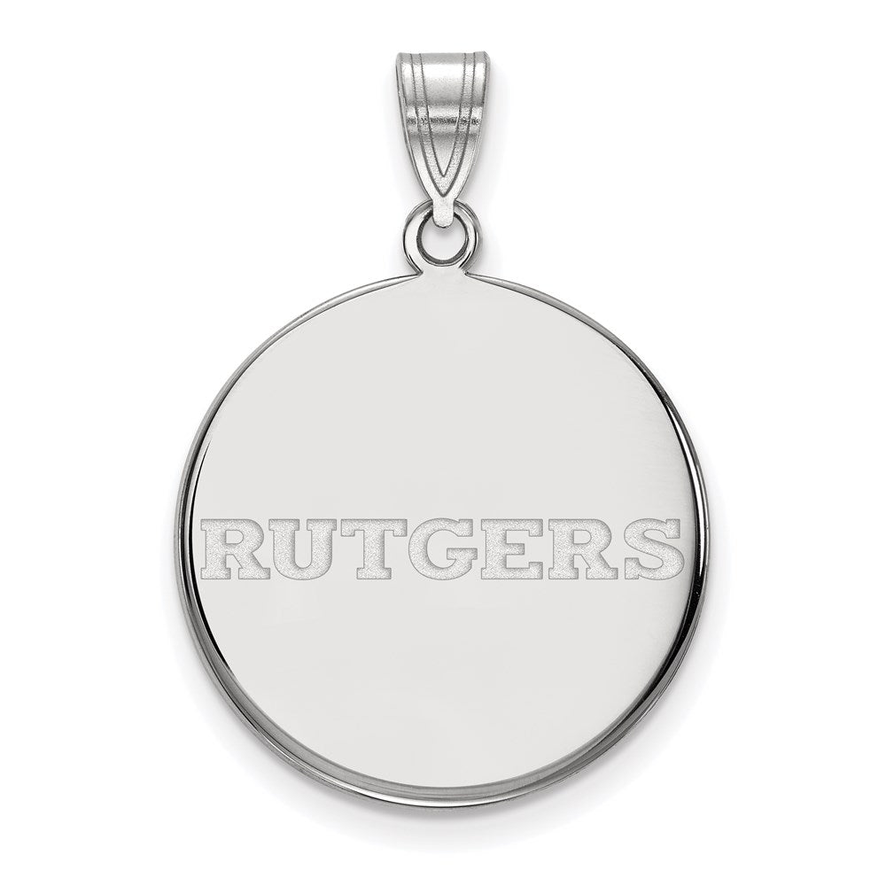 10k White Gold LogoArt Rutgers University Large Disc Pendant