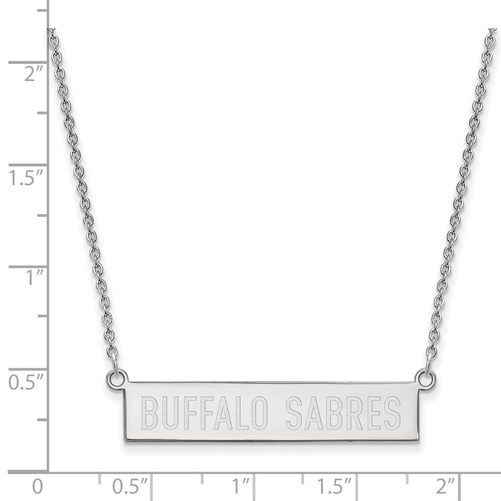 Sterling Silver Rhodium-plated NHL LogoArt Buffalo Sabres Small Bar 18 inch Necklace