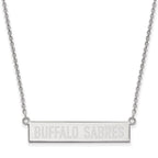 Sterling Silver Rhodium-plated NHL LogoArt Buffalo Sabres Small Bar 18 inch Necklace
