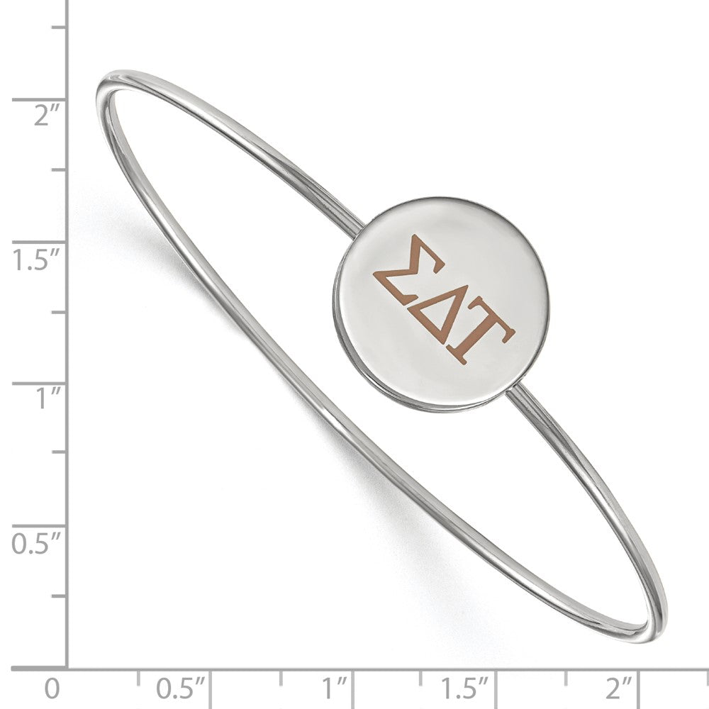 Sterling Silver Rh-plated LogoArt Sigma Delta Tau Enameled Slip-on Bangle