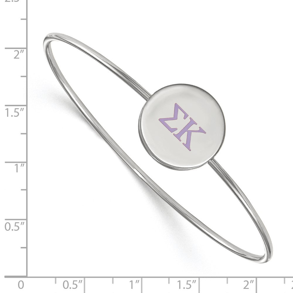 Sterling Silver Rh-plated LogoArt Sigma Kappa Enameled Slip-on Bangle
