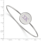Sterling Silver Rh-plated LogoArt Sigma Kappa Enameled Slip-on Bangle