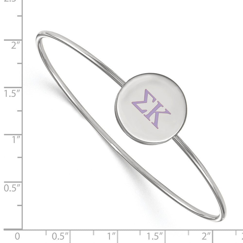 Sterling Silver Rh-plated LogoArt Sigma Kappa Enameled Slip-on Bangle