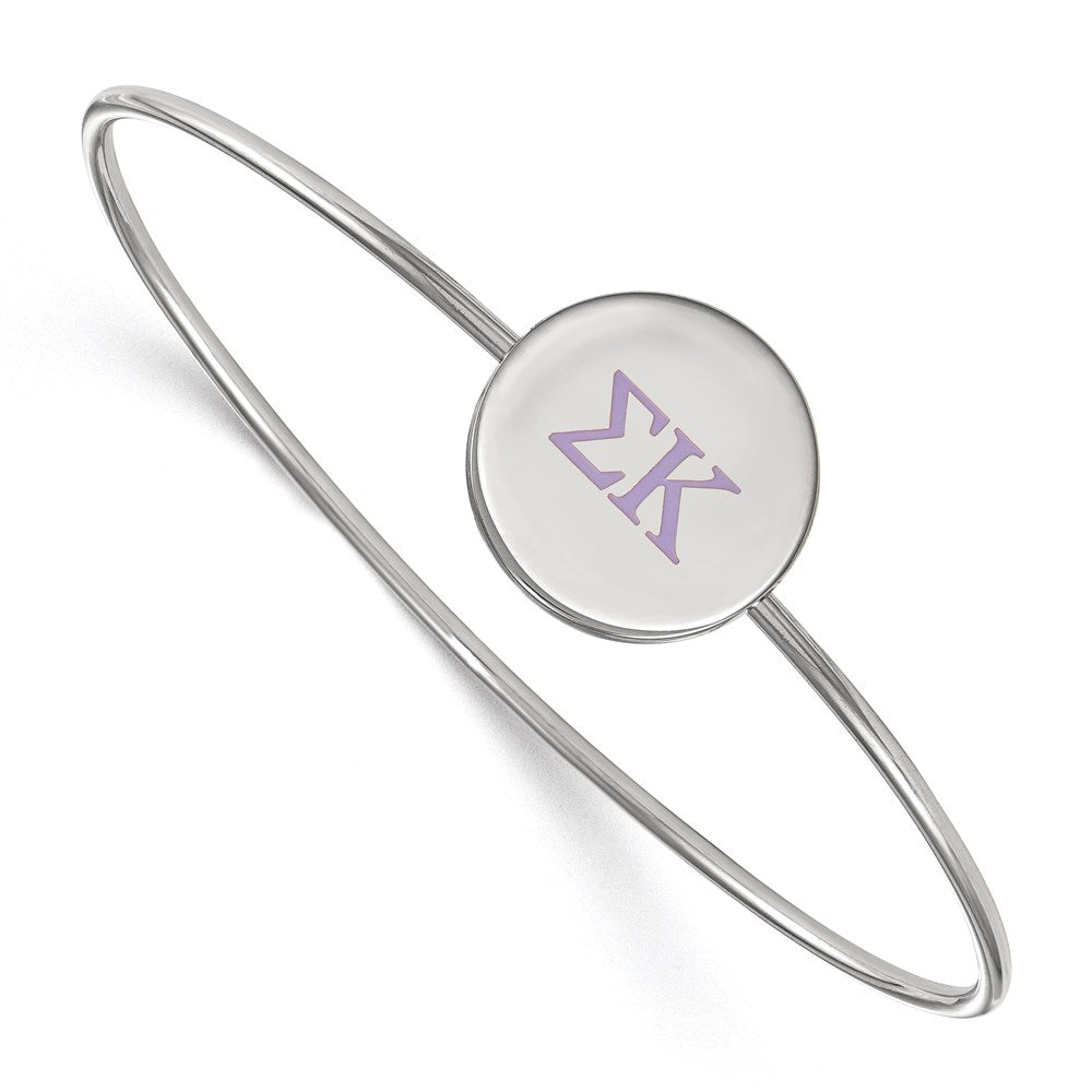 Sterling Silver Rh-plated LogoArt Sigma Kappa Enameled Slip-on Bangle