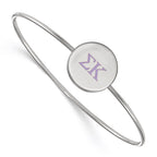 Sterling Silver Rh-plated LogoArt Sigma Kappa Enameled Slip-on Bangle