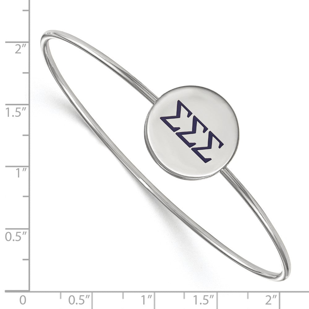Sterling S. Rh-plated LogoArt Sigma Sigma Sigma Enameled Slip-on Bangle