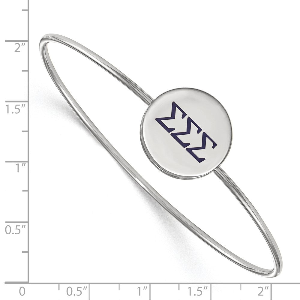 Sterling S. Rh-plated LogoArt Sigma Sigma Sigma Enameled Slip-on Bangle