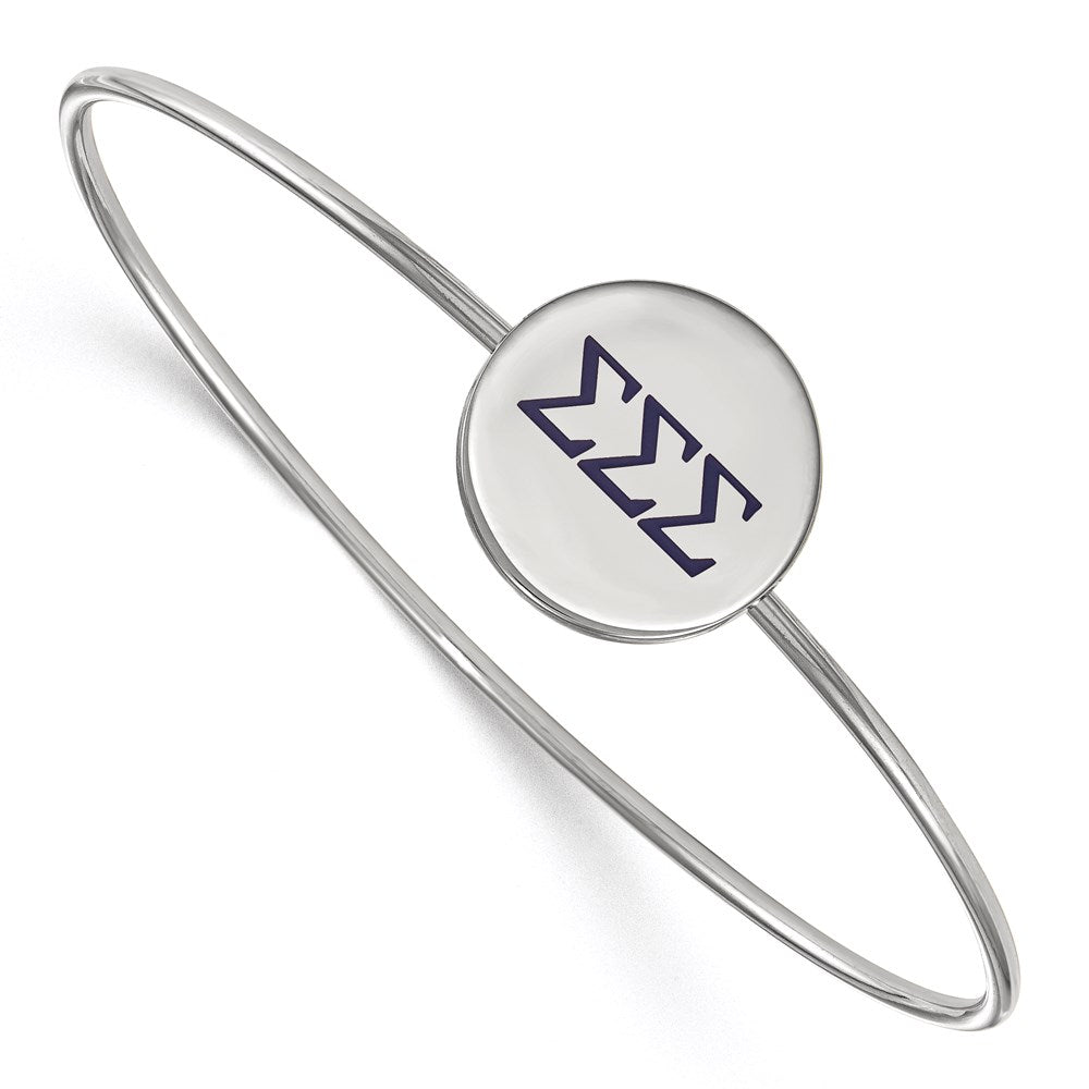 Sterling S. Rh-plated LogoArt Sigma Sigma Sigma Enameled Slip-on Bangle