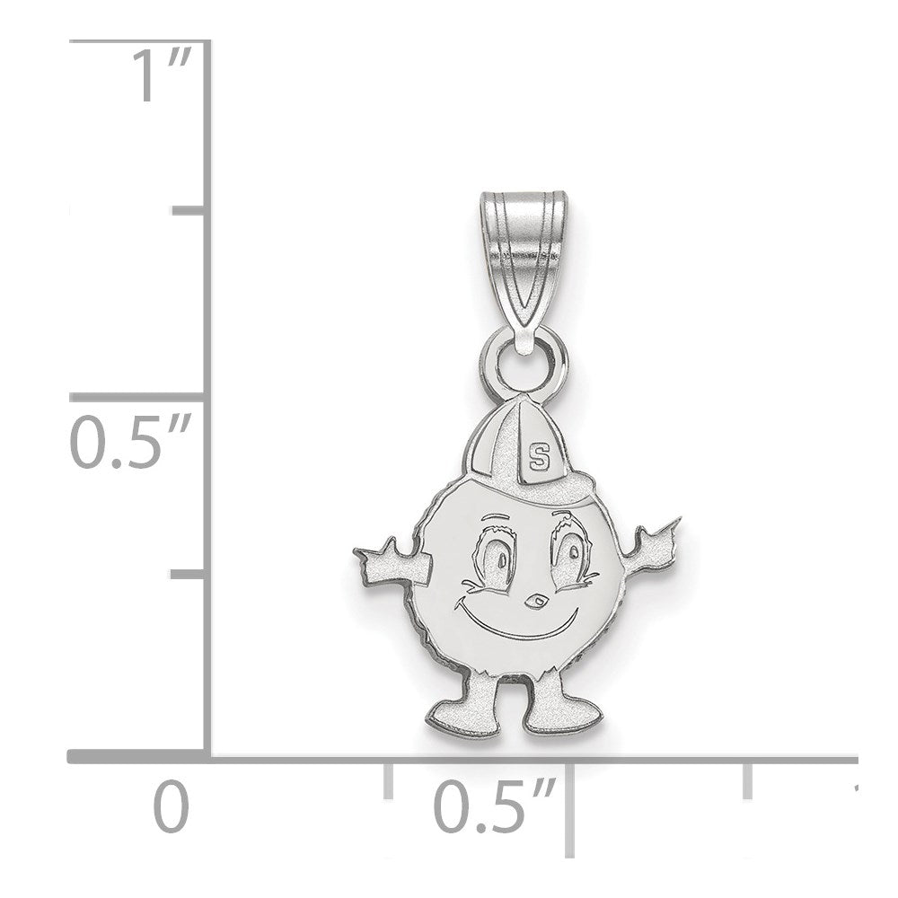 Sterling Silver Rhodium-plated LogoArt Syracuse University Mascot Small Pendant