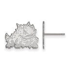 14k White Gold LogoArt Texas Christian University Horned Frog Small Post Earrings