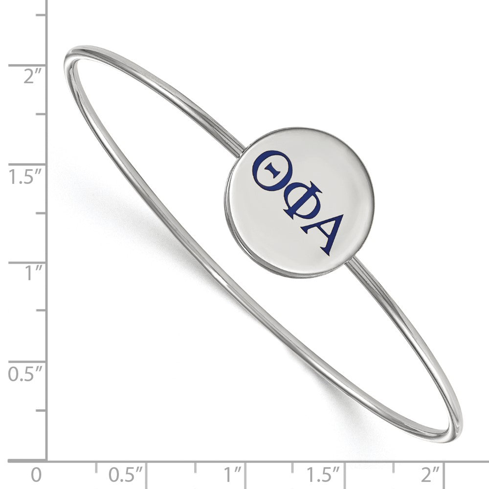 Sterling Silver Rh-plated LogoArt Theta Phi Alpha Enameled Slip-on Bangle