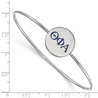 Sterling Silver Rh-plated LogoArt Theta Phi Alpha Enameled Slip-on Bangle