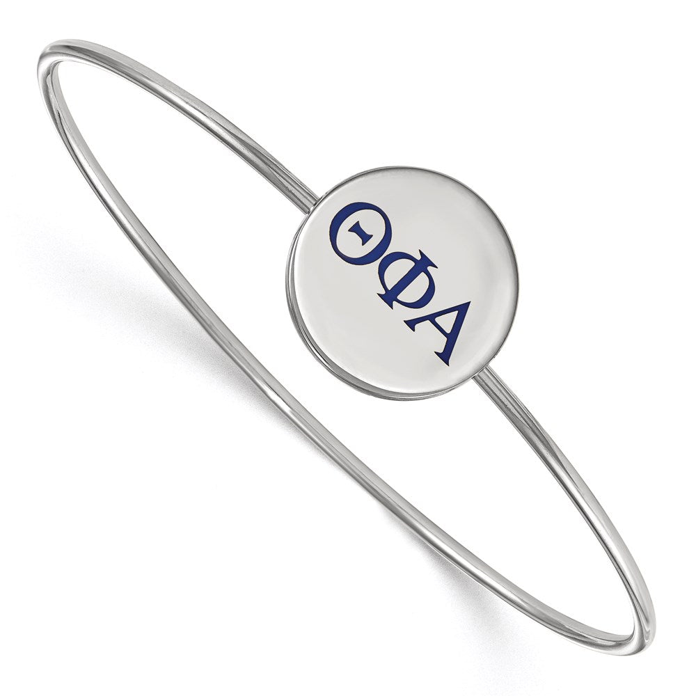 Sterling Silver Rh-plated LogoArt Theta Phi Alpha Enameled Slip-on Bangle