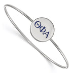 Sterling Silver Rh-plated LogoArt Theta Phi Alpha Enameled Slip-on Bangle
