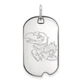 14k White Gold LogoArt University of Kansas Jayhawk Small Dog Tag Pendant