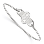 Sterling Silver Rhodium-plated LogoArt University of Oklahoma O-U Small Center 7 inch Wire Bangle