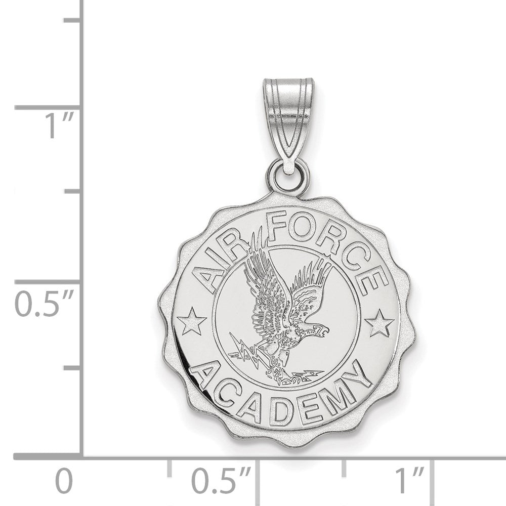 Sterling Silver Rhodium-plated LogoArt United States Air Force Academy Large Crest Pendant