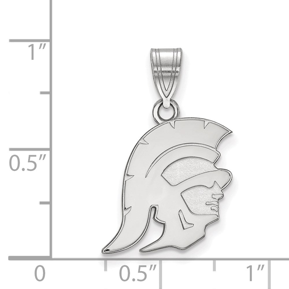 Sterling Silver Rhodium-plated University of Southern California Trojan Medium Pendant