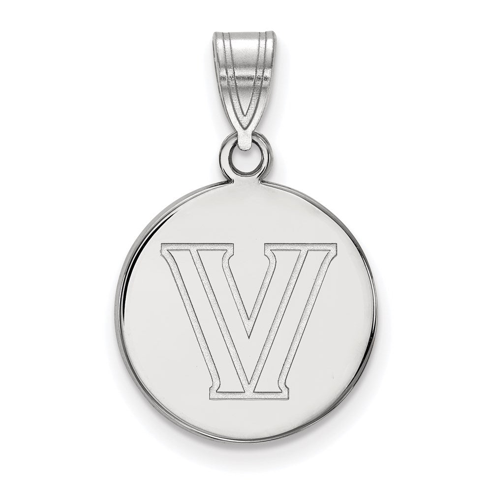 Sterling Silver Rhodium-plated LogoArt Villanova University Letter V Medium Disc Pendant