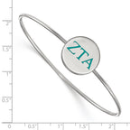 Sterling Silver Rh-plated LogoArt Zeta Tau Alpha Enameled Slip-on Bangle