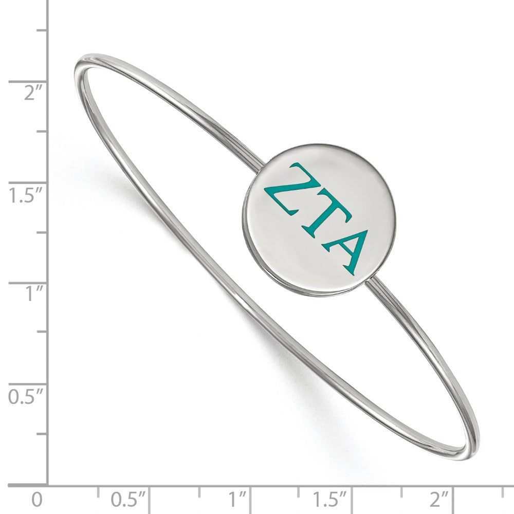 Sterling Silver Rh-plated LogoArt Zeta Tau Alpha Enameled Slip-on Bangle