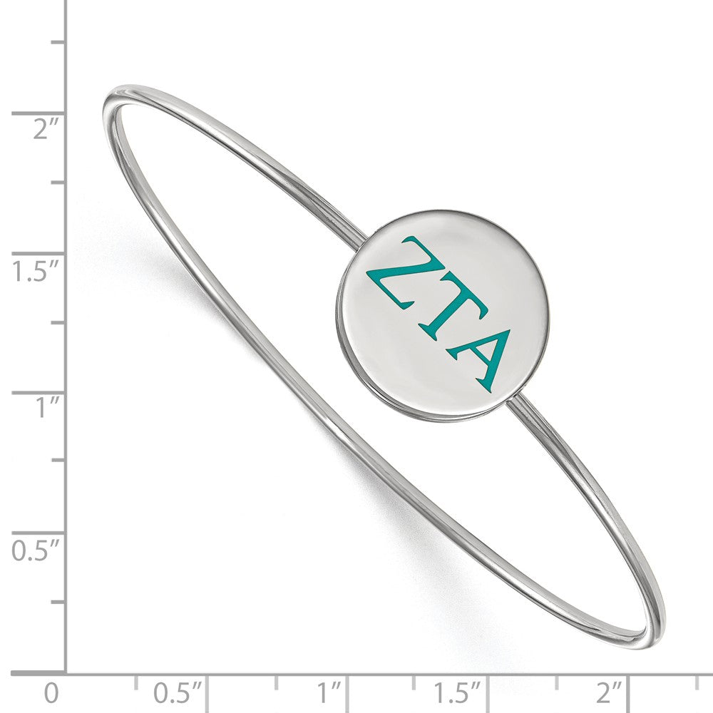 Sterling Silver Rh-plated LogoArt Zeta Tau Alpha Enameled Slip-on Bangle