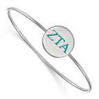 Sterling Silver Rh-plated LogoArt Zeta Tau Alpha Enameled Slip-on Bangle