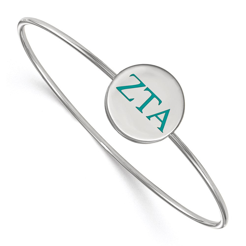 Sterling Silver Rh-plated LogoArt Zeta Tau Alpha Enameled Slip-on Bangle