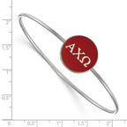 Sterling Silver Rh-plated LogoArt Alpha Chi Omega Enameled Slip-on Bangle