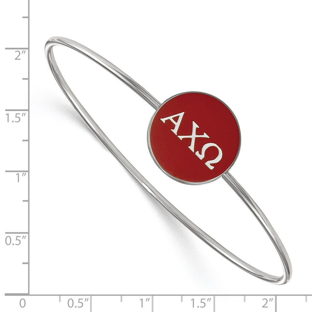 Sterling Silver Rh-plated LogoArt Alpha Chi Omega Enameled Slip-on Bangle