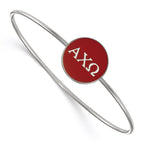 Sterling Silver Rh-plated LogoArt Alpha Chi Omega Enameled Slip-on Bangle