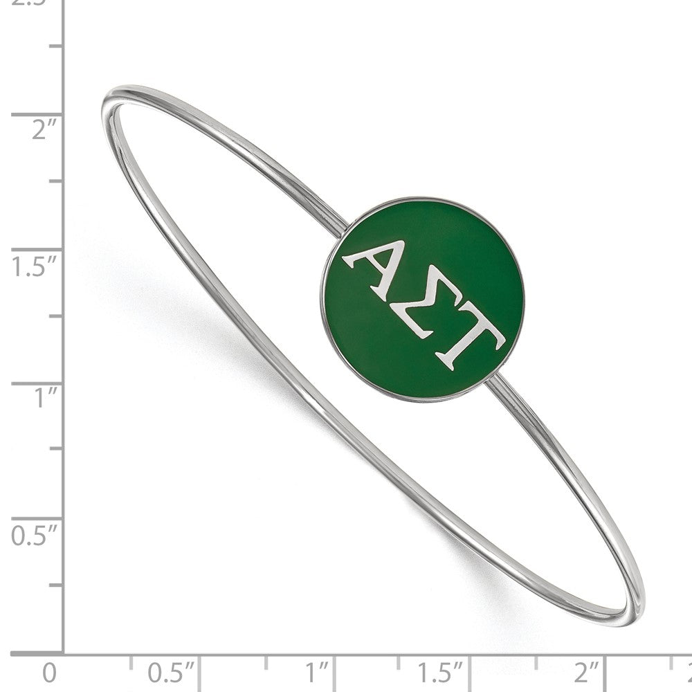 Sterling Silver Rh-plated LogoArt Alpha Sigma Tau Enameled Slip-on Bangle
