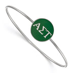 Sterling Silver Rh-plated LogoArt Alpha Sigma Tau Enameled Slip-on Bangle