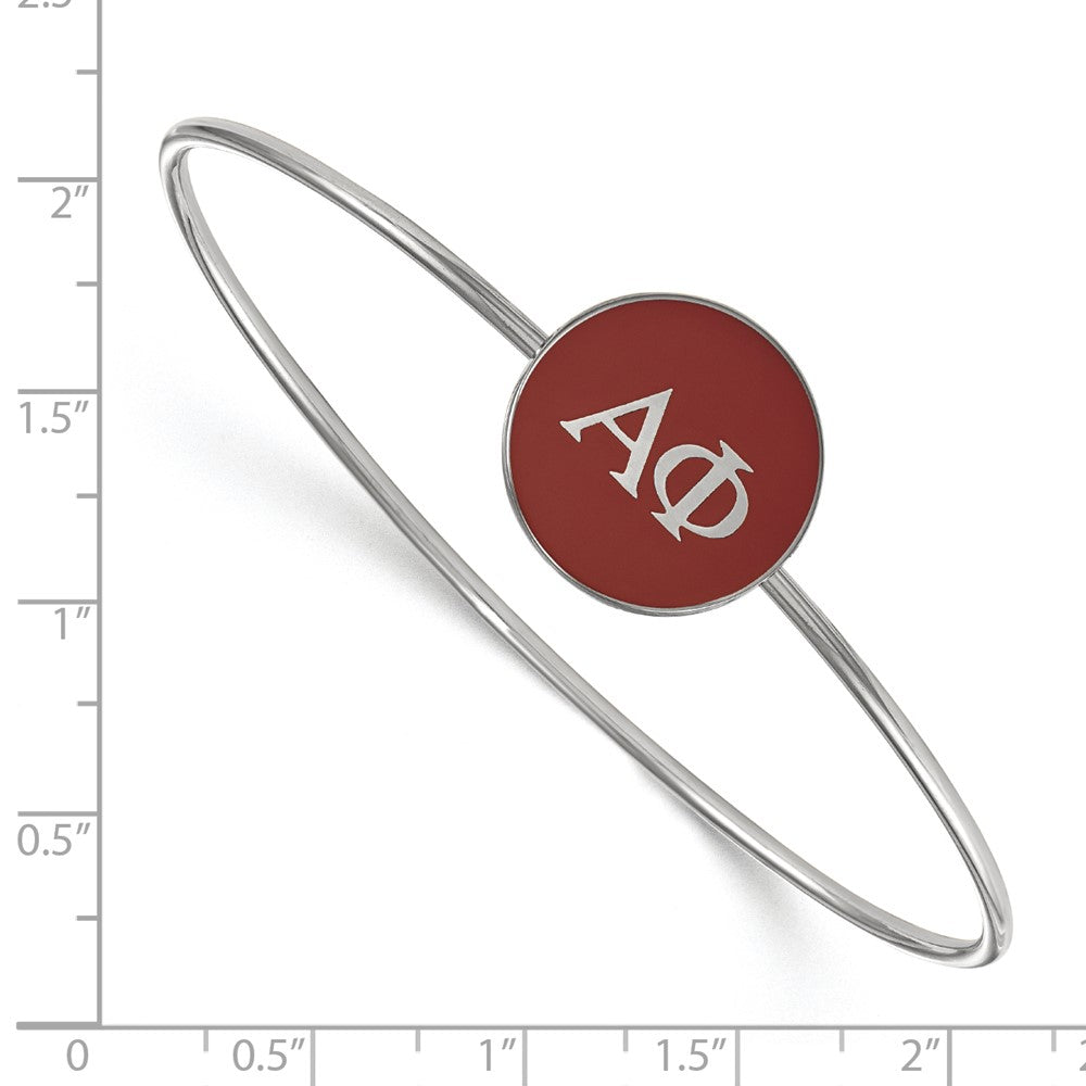 Sterling Silver Rh-plated LogoArt Alpha Phi Enameled Slip-on Bangle