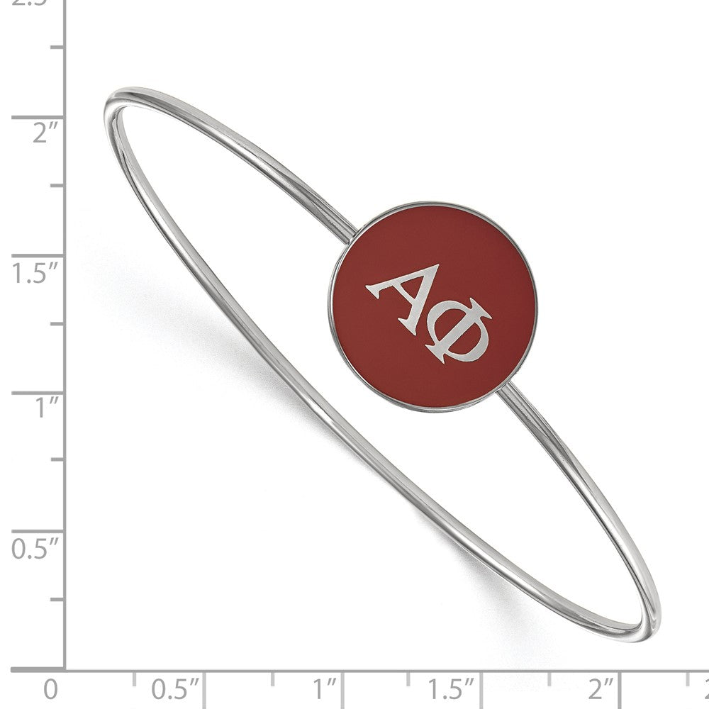 Sterling Silver Rh-plated LogoArt Alpha Phi Enameled Slip-on Bangle