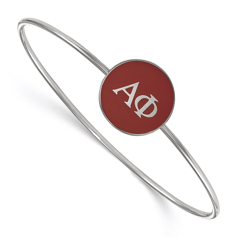 Sterling Silver Rh-plated LogoArt Alpha Phi Enameled Slip-on Bangle