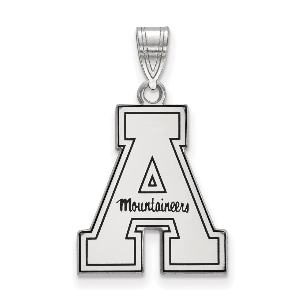 Sterling Silver Rhodium-plated LogoArt Appalachian State University Enameled Large Pendant