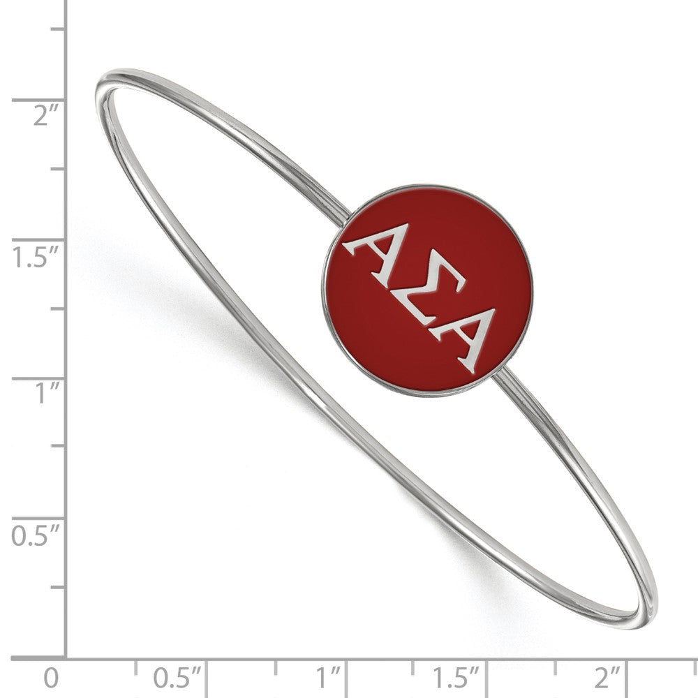 Sterling S. Rh-plated LogoArt Alpha Sigma Alpha Enameled Slip-on Bangle