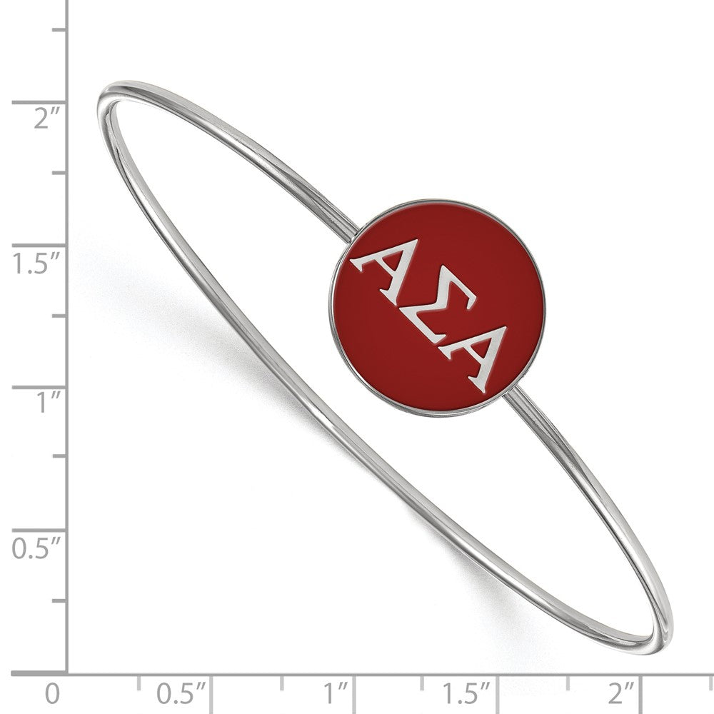 Sterling S. Rh-plated LogoArt Alpha Sigma Alpha Enameled Slip-on Bangle