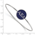 Sterling Silver Rh-plated LogoArt Alpha Xi Delta Enameled Slip-on Bangle