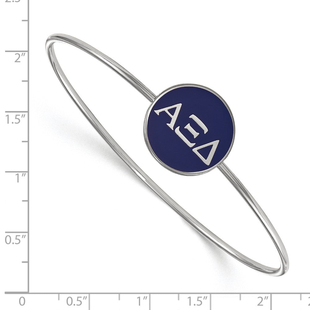 Sterling Silver Rh-plated LogoArt Alpha Xi Delta Enameled Slip-on Bangle