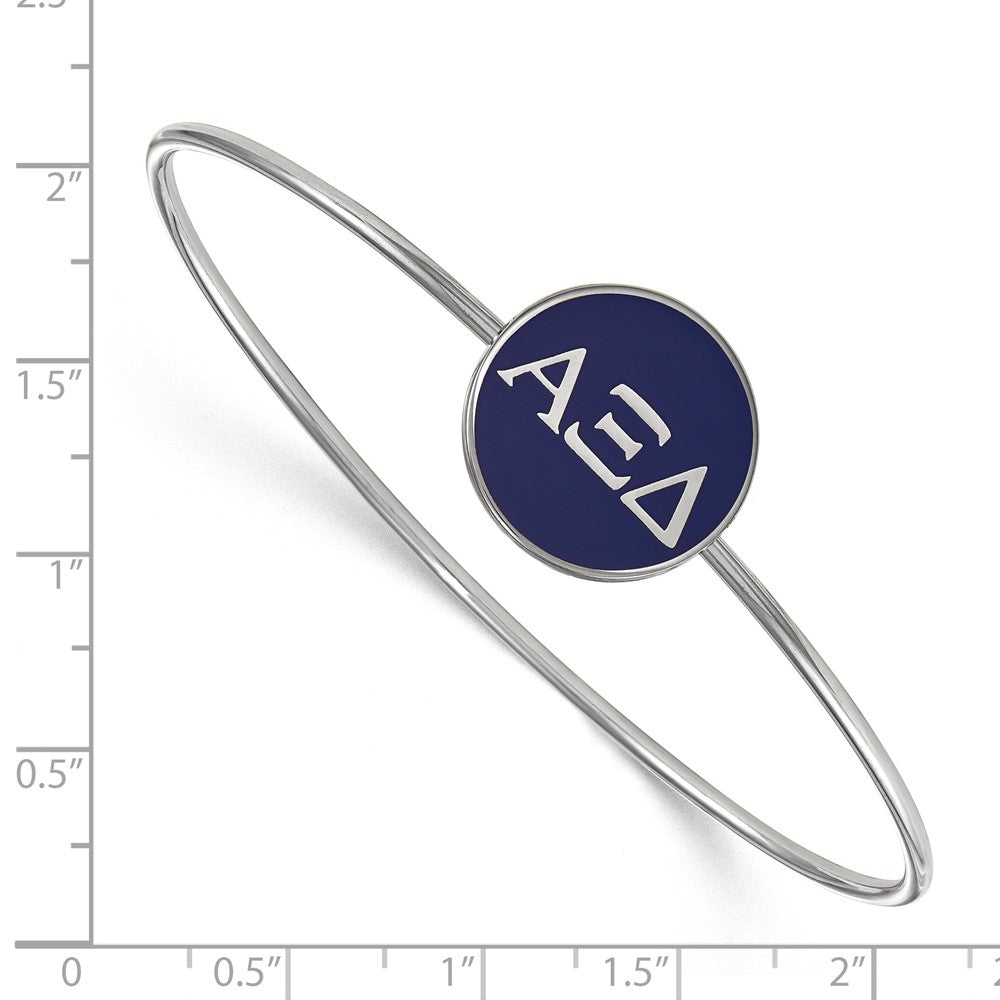 Sterling Silver Rh-plated LogoArt Alpha Xi Delta Enameled Slip-on Bangle